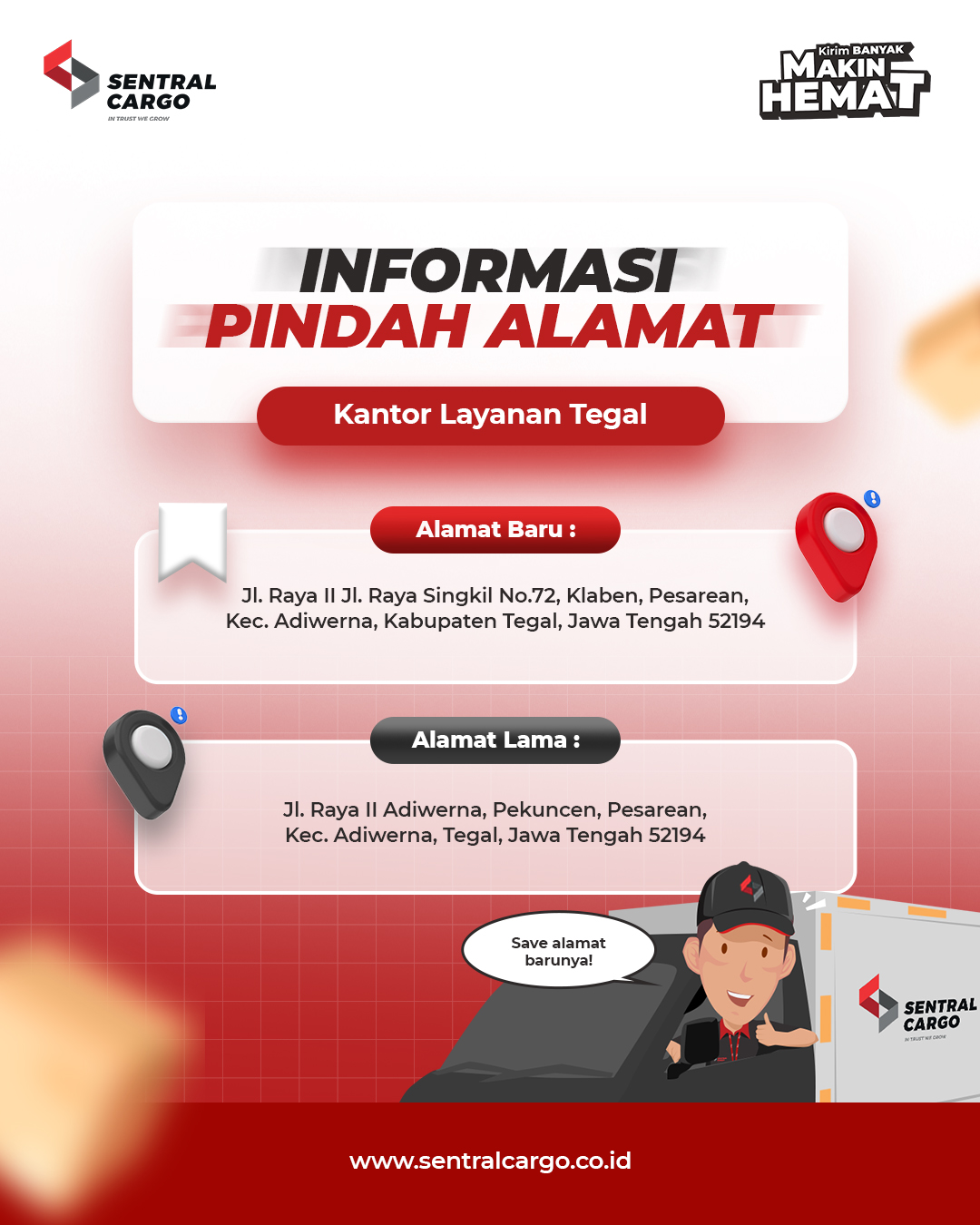 [ANNOUNCEMENT] Sentral Cargo Tegal Drop Point Address Relocation