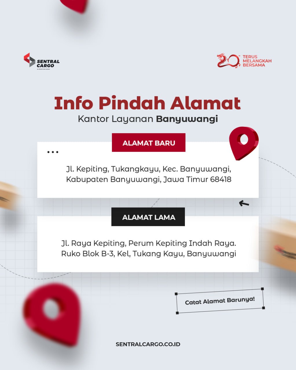 [ANNOUNCEMENT] Sentral Cargo Banyuwangi Drop Point Address Relocation