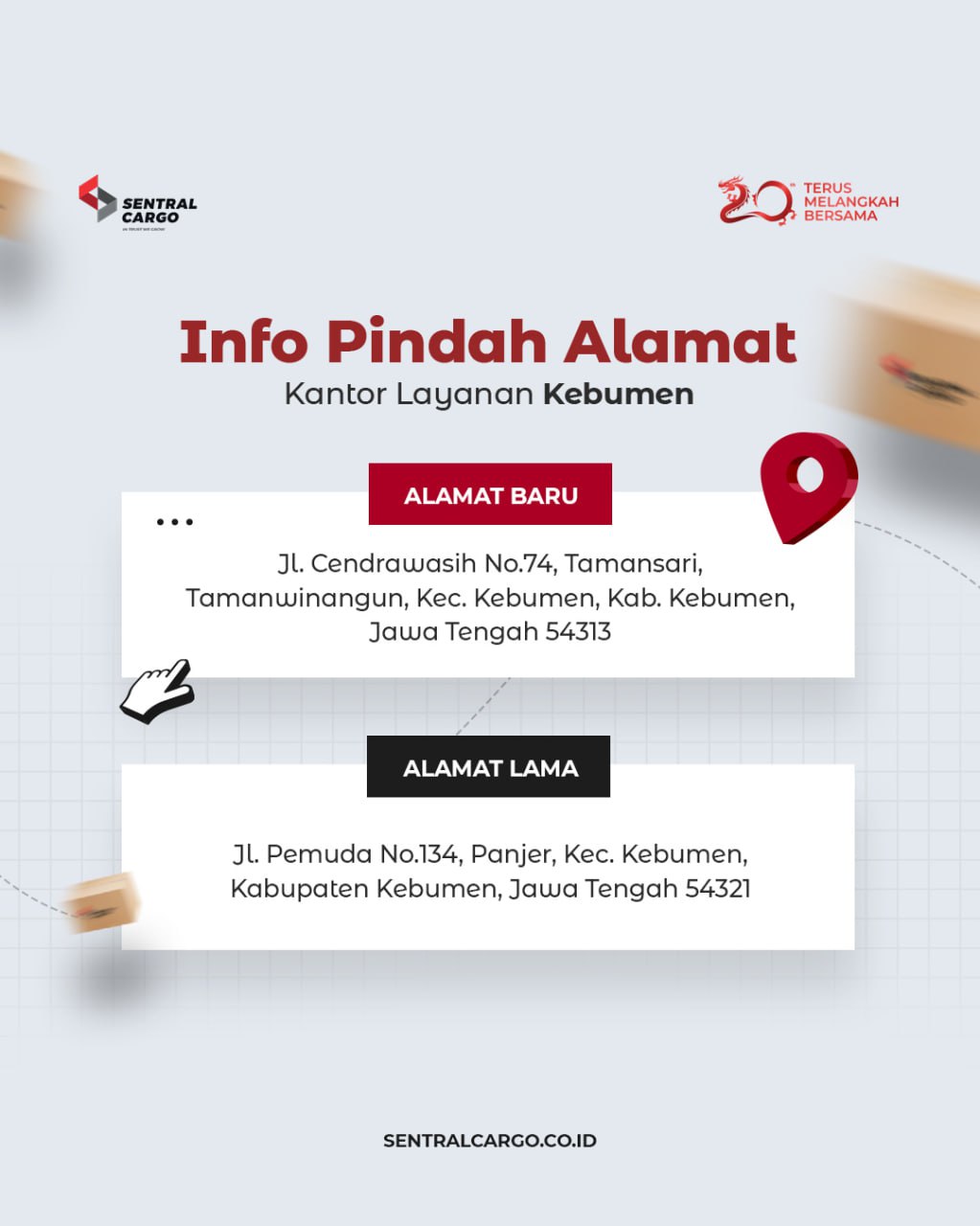 [ANNOUNCEMENT] Relocation of Sentral Cargo Kebumen Drop Point Address