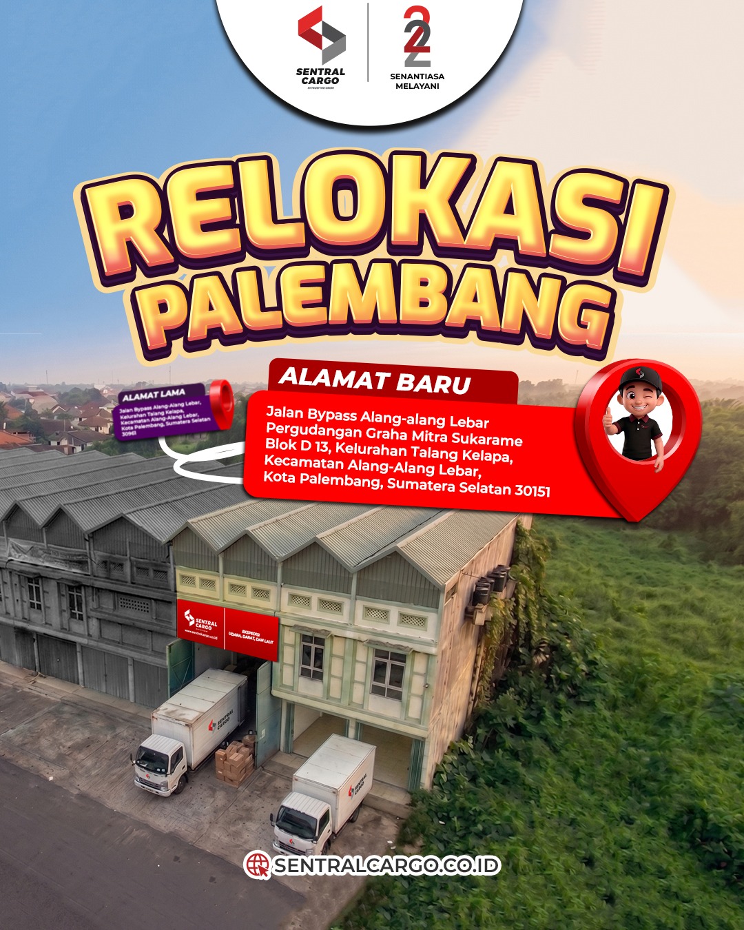 [PENGUMUMAN] Relokasi Alamat Drop Point Sentral Cargo Palembang